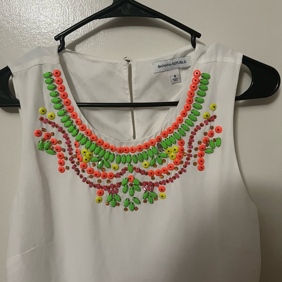 Banana Republic White Beaded Tank - Picture 3 of 4
